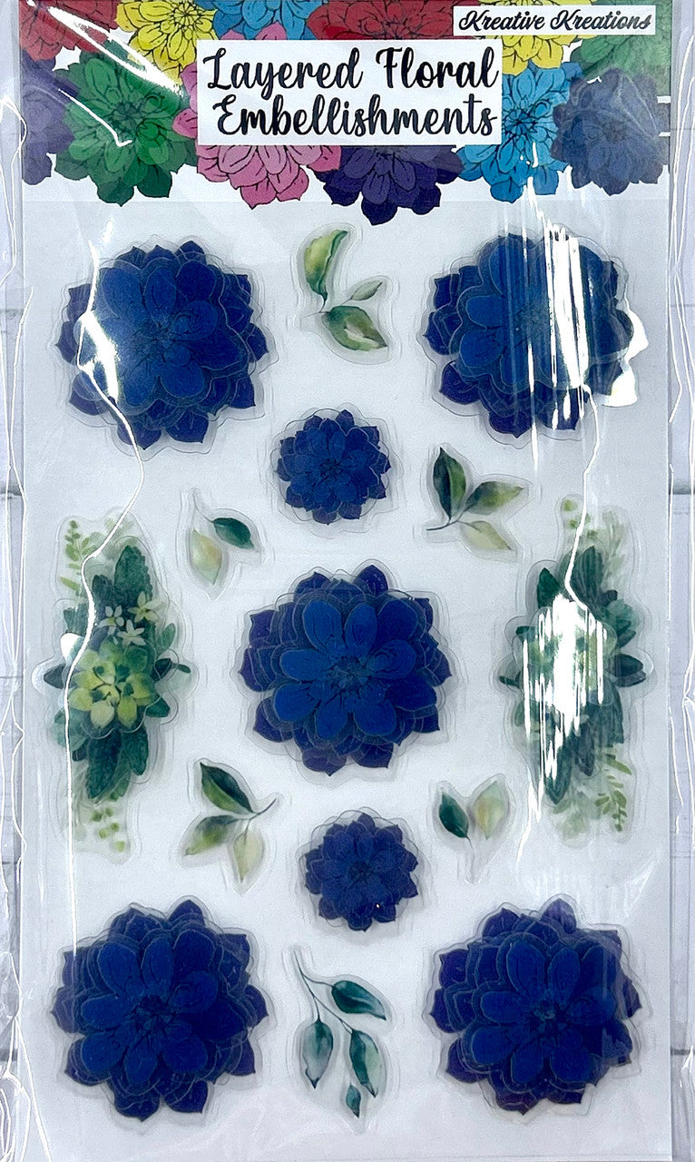 Adornos florales en capas - Azul almirante